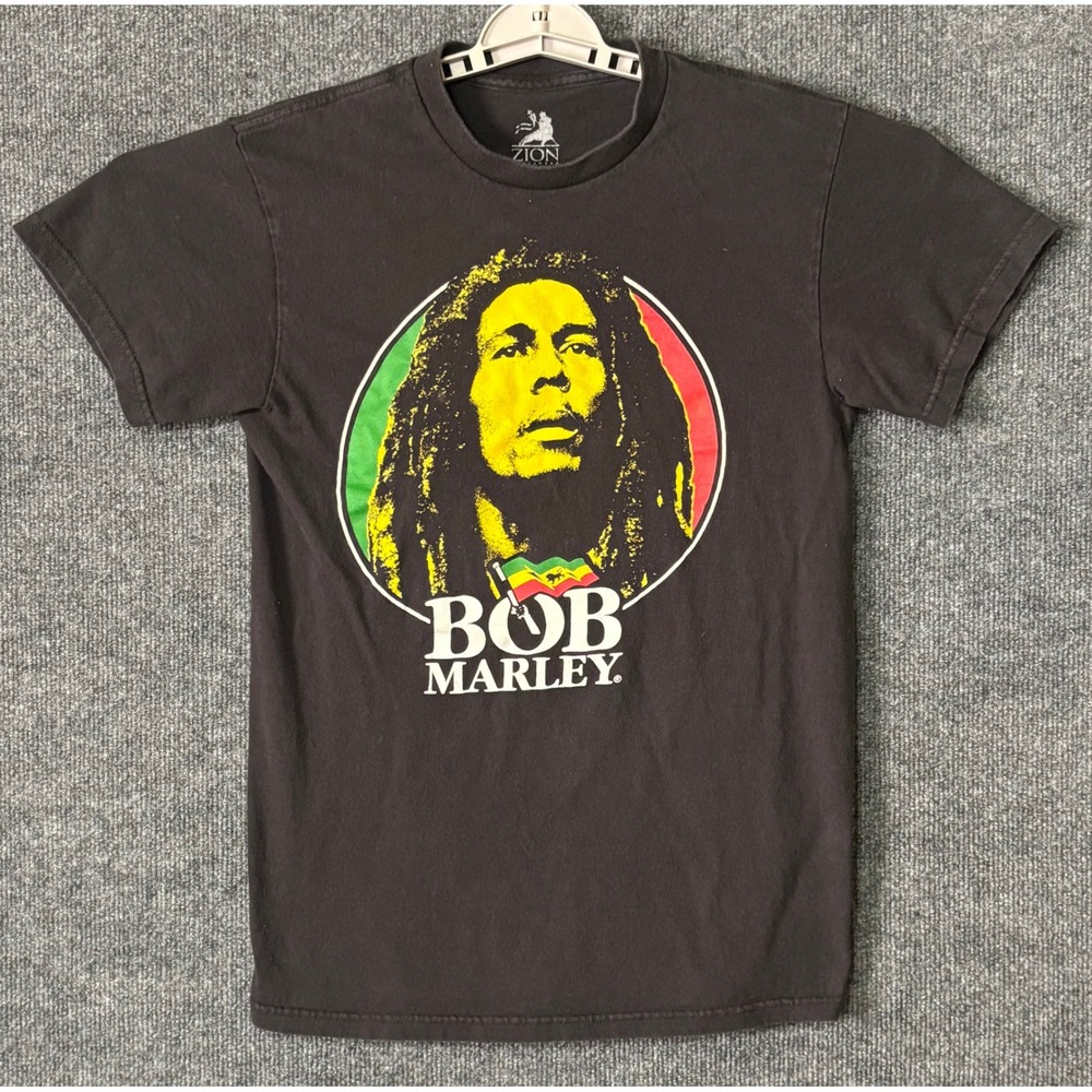 Zion Rootswear Bob Marley Graphic T-Shirt Black Reggae‎ Music Mens Small